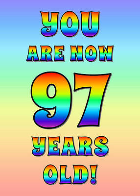 [ Thumbnail: Bold, Exciting, Multicolored Rainbow Spectrum 97th Birthday Greeting Message Greeting Card ]