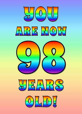 [ Thumbnail: Bold, Exciting, Multicolored Rainbow Spectrum 98th Birthday Greeting Message Greeting Card ]