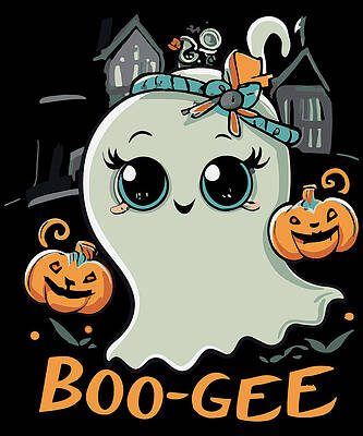 Wall Art - Digital Art - Boo Gee Cute Halloween Ghost by Flippin Sweet Gear
