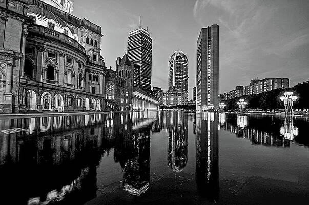 Boston Reflecting Pool Christian Science Church Black and White Reflection by Toby McGuire Boston Reflecting Pool Christian Science Church Black and White Reflection by Toby McGuire