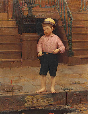 Boy Fishing at 58 1/2 East 10th Street Print by Seymour Joseph Guy