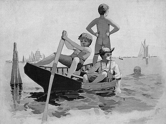 Boys Swimming, Gloucester Harbor Print by Winslow Homer