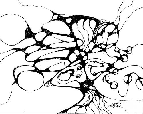 Wall Art - Drawing - Brainy No 10 - Bangles on the Tree of Life by Zsanan Studio