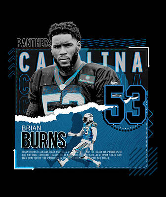 Brian Burns Carolina Panthers 27 x 39 Framed Art Jersey Print