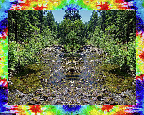 Bridge over Peaceful Waters in a Tie Dye Plastic Wrapped Frame by Ben Upham III Bridge over Peaceful Waters in a Tie Dye Plastic Wrapped Frame by Ben Upham III