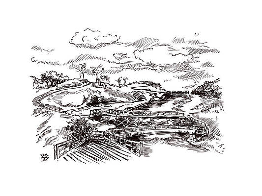 Wall Art - Drawing - Bridges and Paths of 2023 by Joseph A Langley