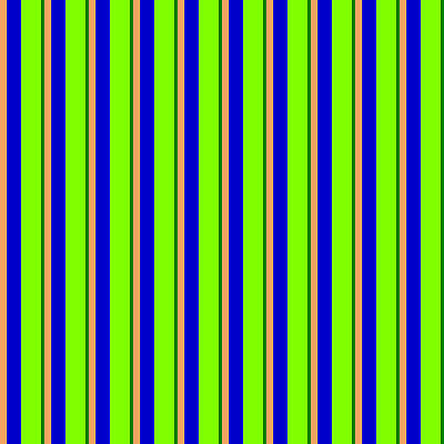 [ Thumbnail: Brown, Blue, Chartreuse, and Green Colored Lines/Stripes Pattern Acrylic Print ]