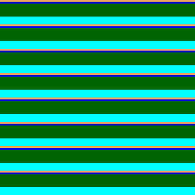 [ Thumbnail: Brown, Blue, Dark Green, and Cyan Colored Striped Pattern Metal Print ]
