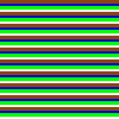 [ Thumbnail: Brown, Blue, Lime, and White Colored Pattern of Stripes Framed Print ]