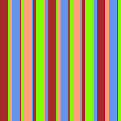 [ Thumbnail: Brown, Chartreuse, Light Salmon, and Cornflower Blue Colored Lined Pattern Acrylic Print ]