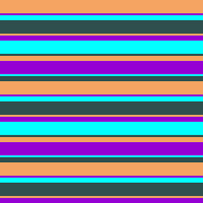 [ Thumbnail: Brown, Dark Violet, Aqua, and Dark Slate Gray Colored Stripes Pattern Art Print ]