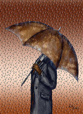 Brown Umbrella and Raindrops by Kelly Mills Brown Umbrella and Raindrops by Kelly Mills