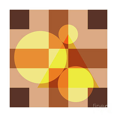 Wall Art - Digital Art - Brown Yellow Shapes Square Artwork by Nilesh Bhange