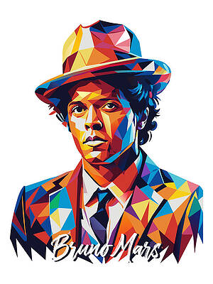 Wall Art - Digital Art - Bruno Mars #1 in WPAP Pop Art by Vector Artnesia