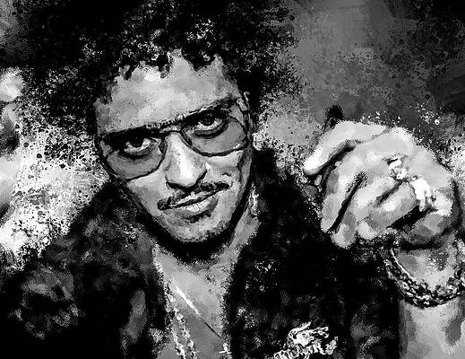 Wall Art - Digital Art - Bruno Mars, APT Confidence BW by Gradify Creations