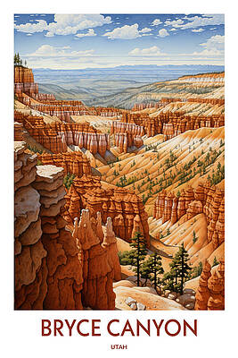 Wall Art featuring the painting Bryce Canyon Travel Poster by Land of Dreams