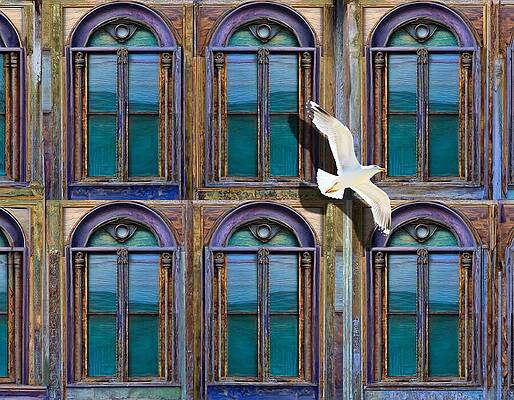 Wall Art - Digital Art - Building With Painted-Over Windows by Eris And AI