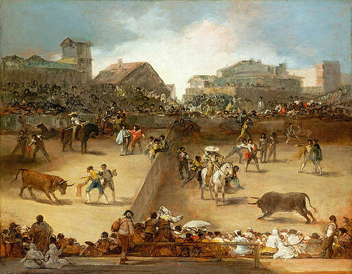 Bullfight in a Divided Ring Print by Attributed to Francisco Goya