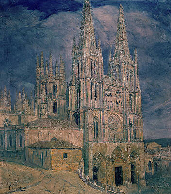 Wall Art - Painting - Burgos Cathedral 1926. by Carlos Lezcano -1871-1929-