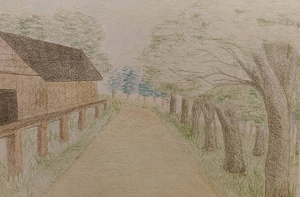 Wall Art - Drawing - Cabin in the Woods by Winter Artist