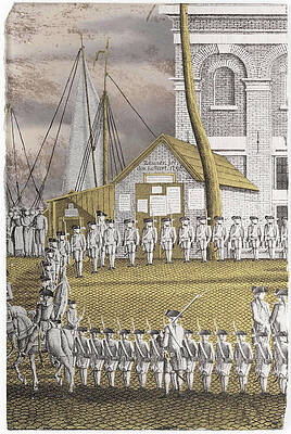Wall Art - Painting - Cadets Formed into Line in front of the 'Zeerecht' Building on the Slijpsteenmarkt, Amsterdam. Da... by Jonas Zeuner -mentioned on object-