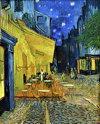 Wall Art - Painting - Cafe Terrace at Night - Digital Remastered Edition by Vincent van Gogh