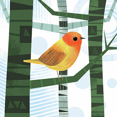 Wall Art - Mixed Media - Canary Perched On Branch by Andrew Hitchen