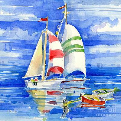 Wall Art - Painting - Cape Sailboats II - Square by Paul Brent
