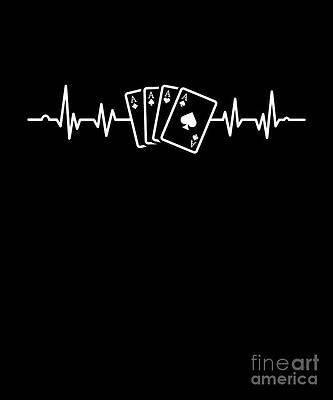 Wall Art - Digital Art - Cards Ace Heartbeat Poker Casino Gambling Game Gift by Thomas Larch