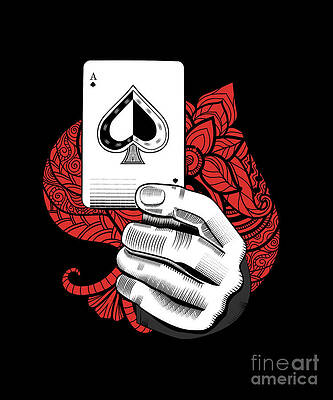 Wall Art - Digital Art - Cards Ace Spades Casino Player Poker Gambling Gift by Thomas Larch
