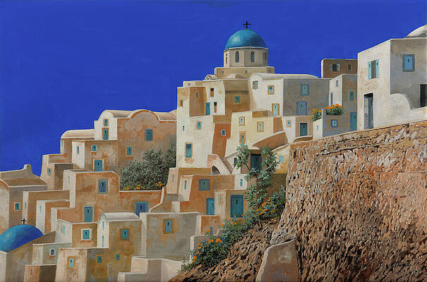 Wall Art - Painting - case di Oia by Guido Borelli