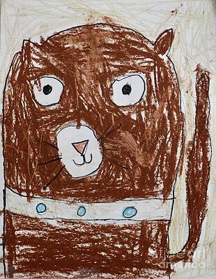 Cat Pet Kids Room Art Decor from Original Painting by Darren Daddar 2016 by Darren DADDAR