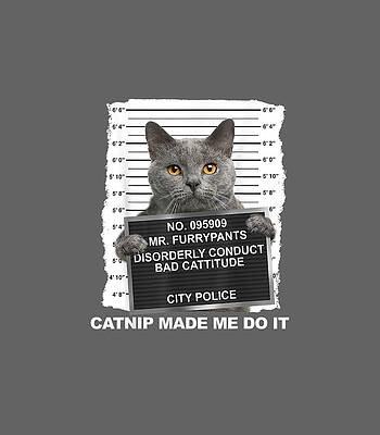 Catnip Made Me Do It Funny Cat by Black
