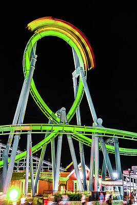 Wall Art - Photograph - Cedar Point Raptor With Motion Trails v2 Roller Coaster 2021 Alternative Edit by Dave Morgan