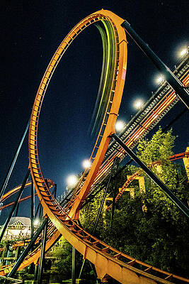 Wall Art - Photograph - Cedar Point Rougarou With Motion Trail Roller Coaster 2021 by Dave Morgan
