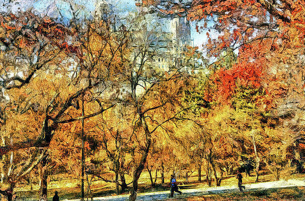 Central Park jogging path in autumn by Geraldine Scull Central Park jogging path in autumn by Geraldine Scull