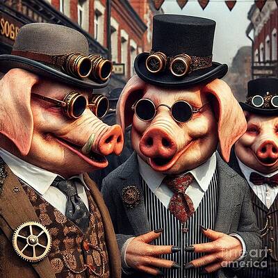 Wall Art - Digital Art - Swine City CEOs by Steve Mitchell