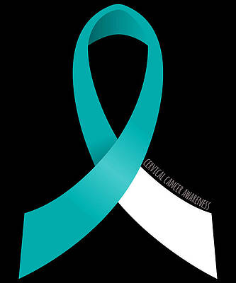Wall Art - Digital Art - Cervical Cancer Awareness Ribbon by Flippin Sweet Gear