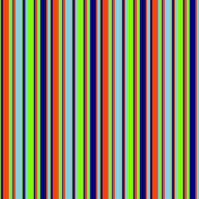 [ Thumbnail: Chartreuse, Blue, Red, and Sky Blue Colored Stripes/Lines Pattern Acrylic Print ]