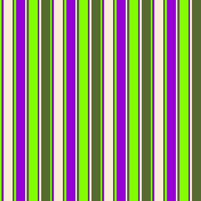 [ Thumbnail: Chartreuse, Dark Violet, Beige, and Dark Olive Green Colored Stripes Pattern Acrylic Print ]