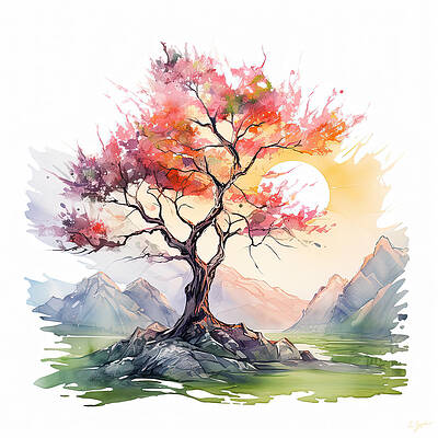 Wall Art - Painting - Cherry Blossom Tree Art by Lourry Legarde