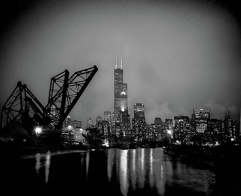 Wall Art - Photograph - Chicago at night by Jim Signorelli