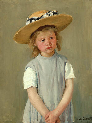 Wall Art - Painting - Child in a Straw Hat. Dated c. 1886. by Mary Cassatt