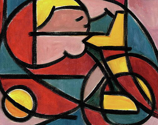 Wall Art - Painting - Child on Toy Tricycle Wall Art Print by Tommervik