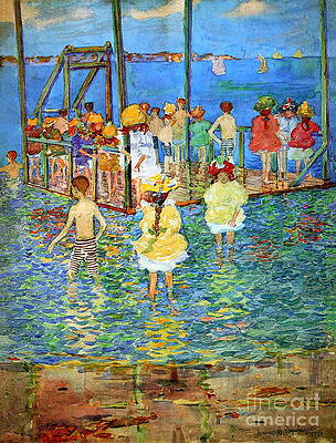 Wall Art - Painting - Children on a Raft by Maurice Prendergast
