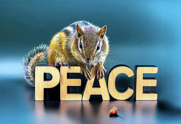 Wall Art - Photograph - Chipmunk and the Word Peace Fine Art Photograph by Bob Orsillo by Bob Orsillo