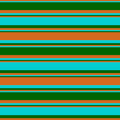 [ Thumbnail: Chocolate, Dark Turquoise, and Dark Green Colored Striped/Lined Pattern Acrylic Print ]