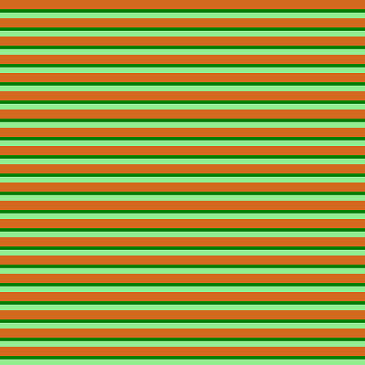 [ Thumbnail: Chocolate, Green, and Light Green Colored Stripes/Lines Pattern Wood Print ]