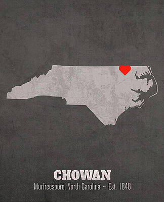 Wall Art - Mixed Media - Chowan University Murfreesboro North Carolina Founded Date Heart Map by Design Turnpike