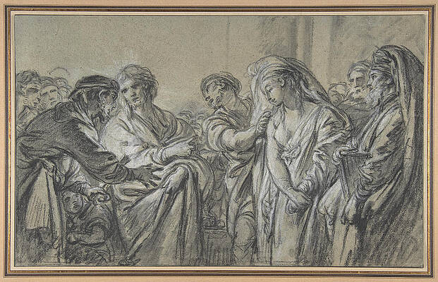 Christ and the Woman Taken in Adultery Print by Francois Boucher
